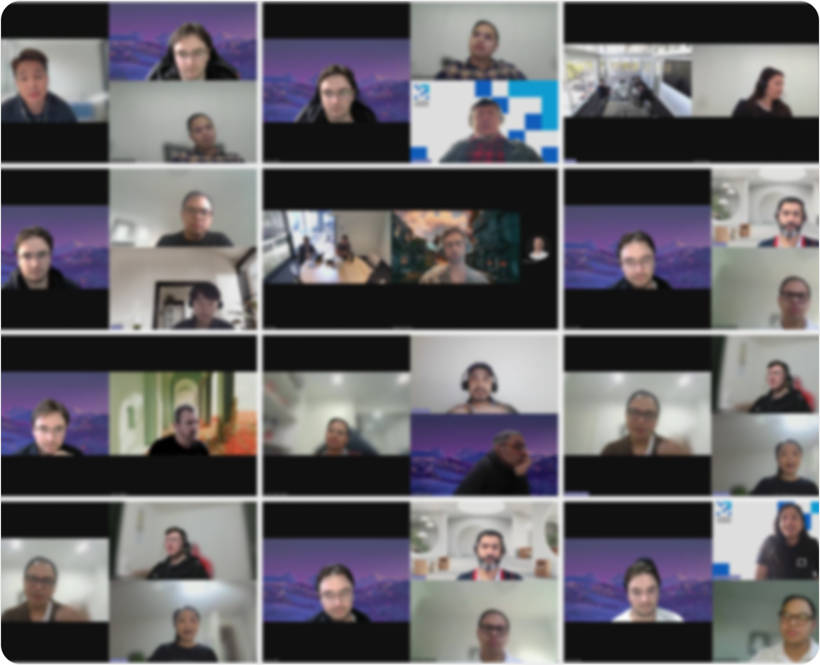 Research session gallery view with workshop participants
